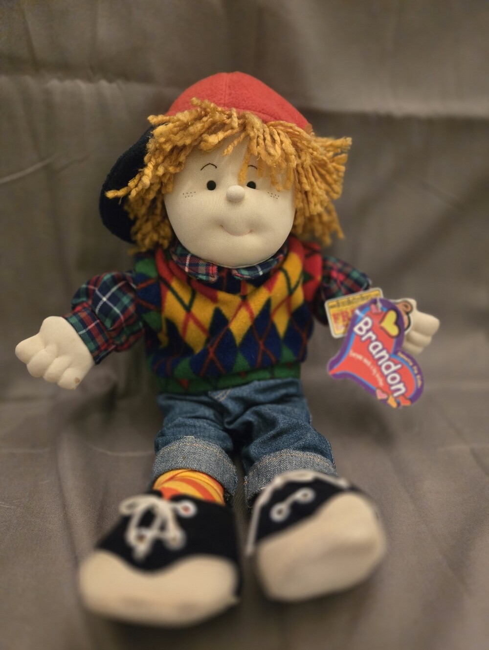 Sweetie Pie Kids Brandon Doll 16” Plaid Shirt Yarn Hair Retro 90s Outfit W/ Tags - Picture 7 of 8